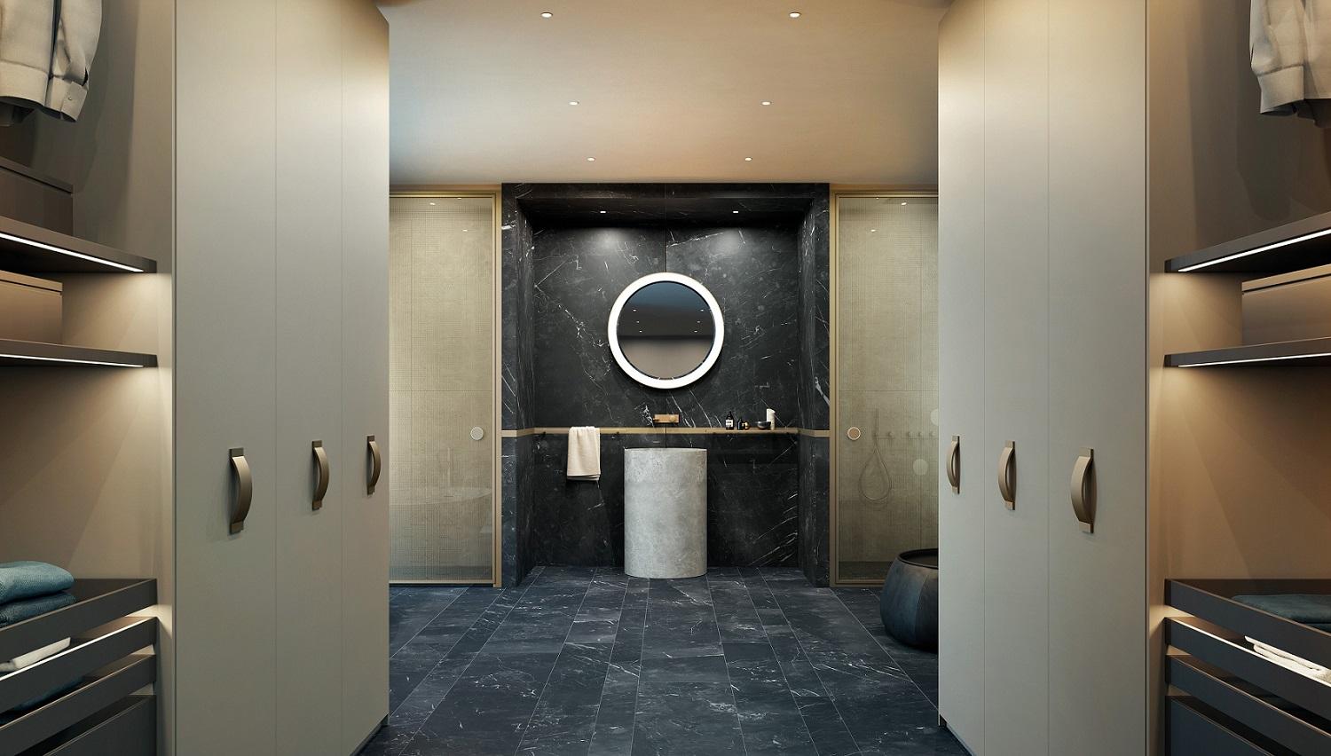 salle de bain marbre et dressing